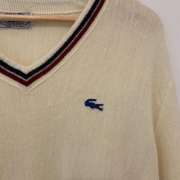 Vintage Lacoste V-Neck Pullover - Size M - Picture 2 of 5